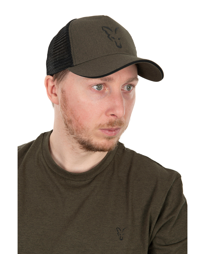 Fox Collection Green Black Trucker Fishing Cap